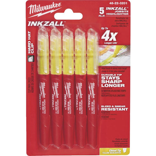 Milwaukee INKZALL Chisel Tip Yellow Job Site Highlighter (5-Pack)