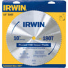 Irwin Steel 10 In. 180-Tooth Smooth Finish Ripping/Crosscutting Circular Saw Blade