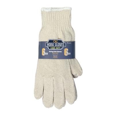 Custom Leathercraft Economy String Knit Work Gloves, 6-Pack Large