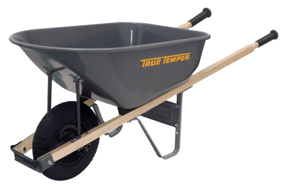 True Temper 6 Cubic Foot Steel Wheelbarrow With Never Flat Tire