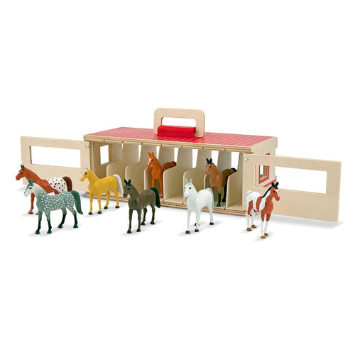 Melissa & Doug Take-Along Show-Horse Stable Play Set