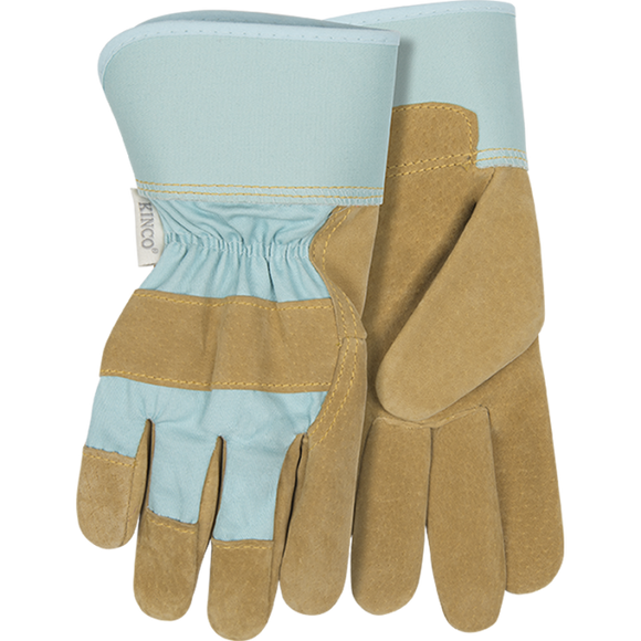 Kinco Women's Suede Pigskin Palm With Safety Cuff Small, Aqua